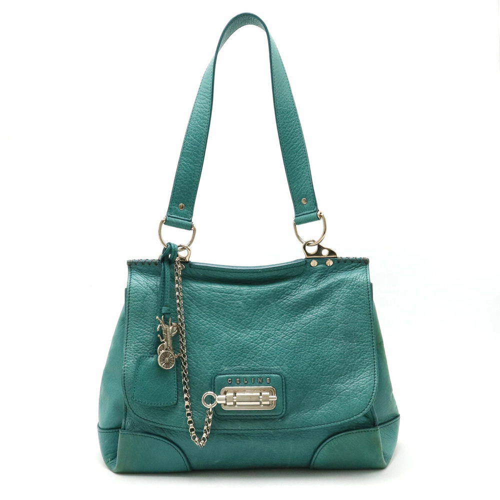 Celine Shoulder Bag Hobo Leather Peacock Green
